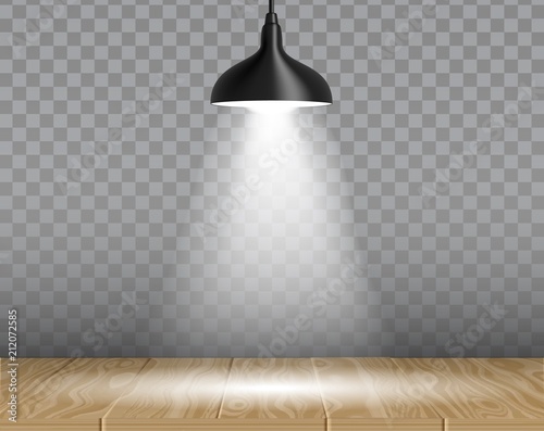 Lamp over table vector realistic illustration