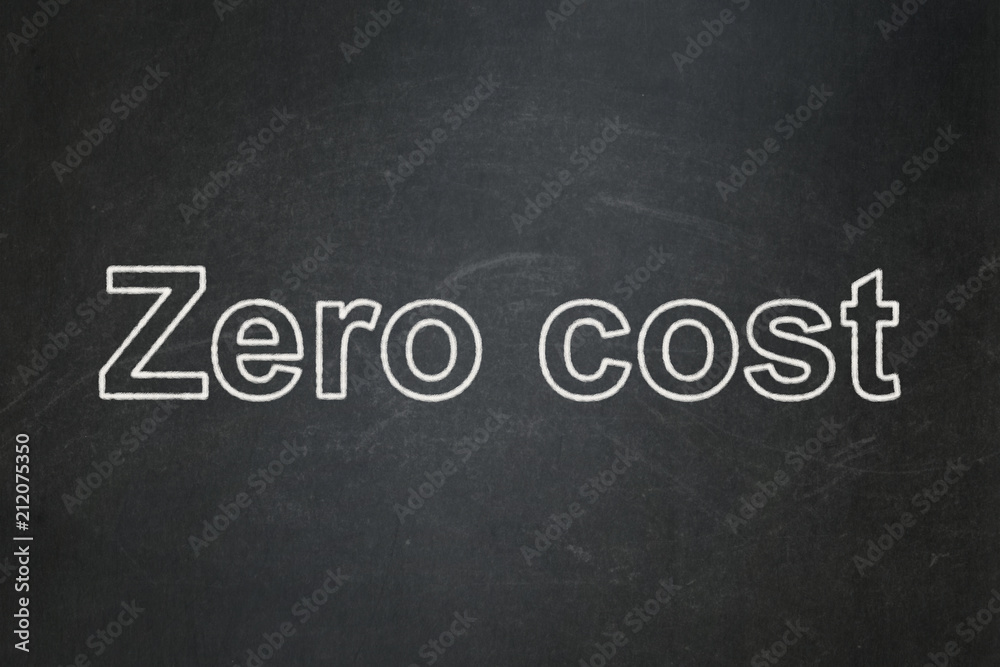 Business concept: text Zero cost on Black chalkboard background Business concept: text Zero cost on Black chalkboard background