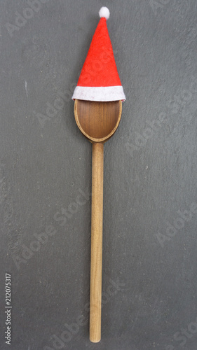 Wooden Spoon with red Santa Claus hat