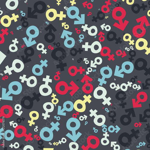 Generative colorful random pattern with male female symbols