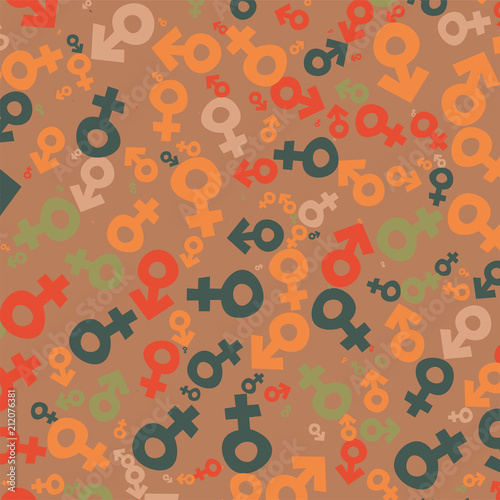 Generative colorful random pattern with male female symbols