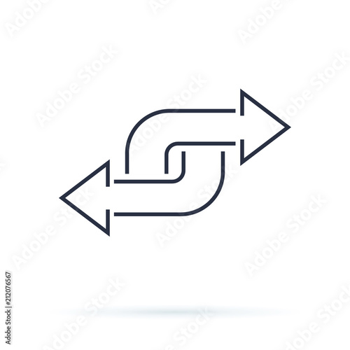 Black direction arrow like transfer. simple flat trend modern linear logotype graphic art design isolated