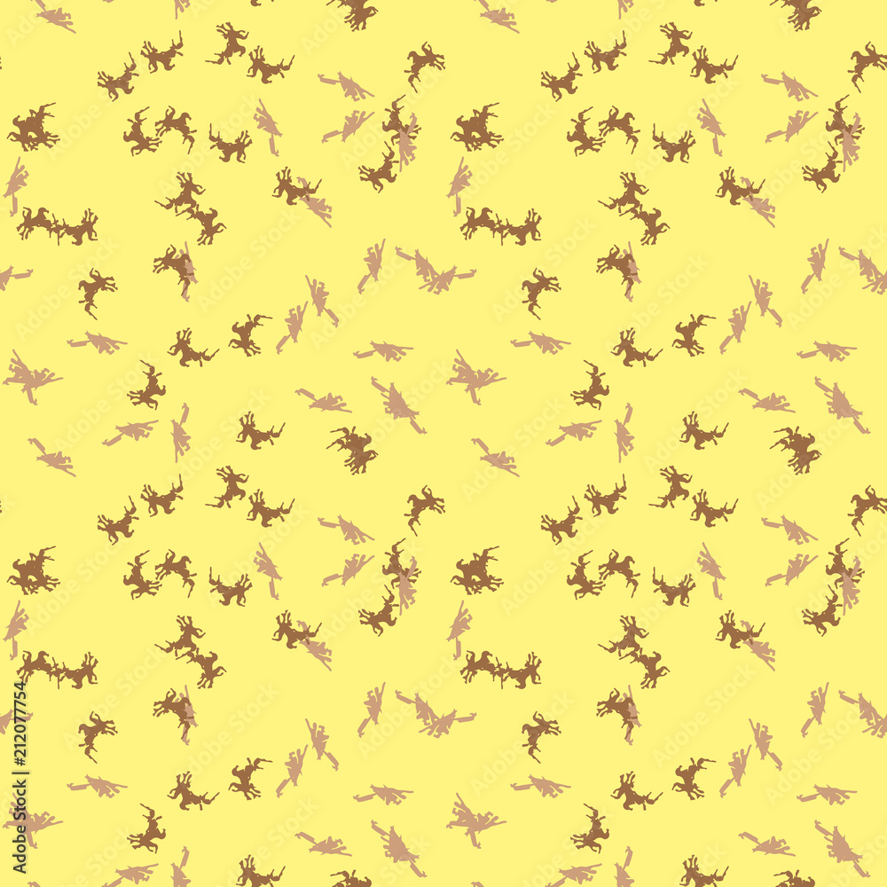 Military camouflage seamless pattern in yellow and different shades of brown color