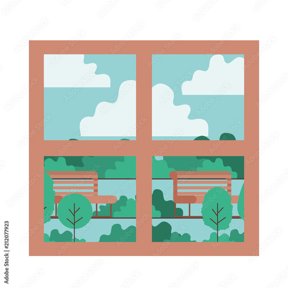 house windows with park view vector illustration design house windows with park view vector illustration design