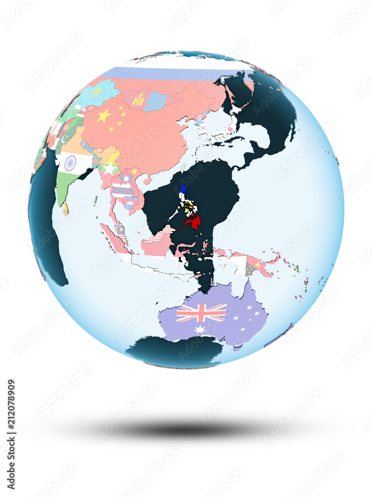 Philippines on globe with flags Philippines on globe with flags