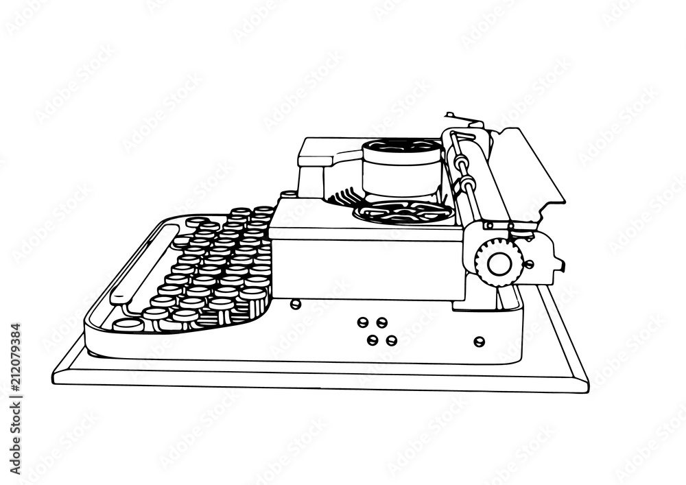 outline retro typewriter vector