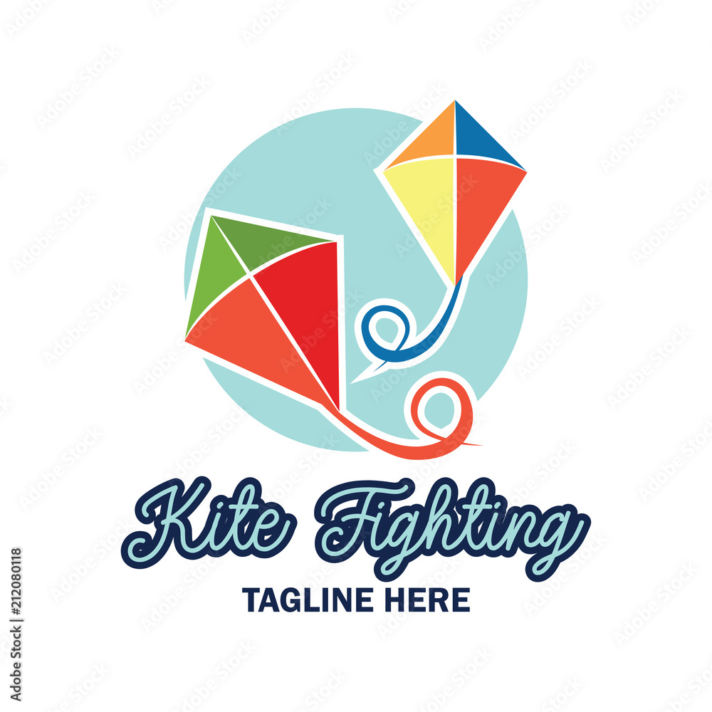 kite fighting logo with text space for your slogan / tag line, vector illustration kite fighting logo with text space for your slogan / tag line, vector illustration