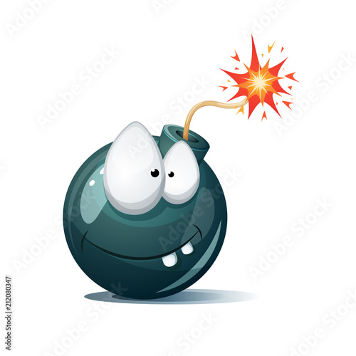 Cute, funny, crazy - cartoon bomb character. Ah,oh smiley Vector eps 10