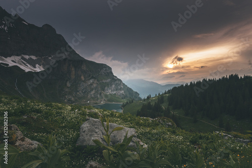 Beautiful Lake in Switzerland Mountains © swisslapse