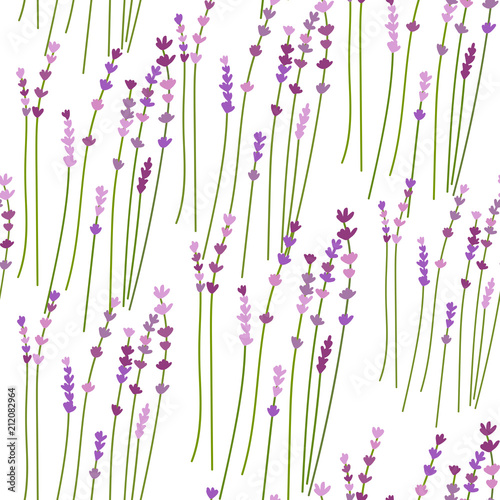 Fototapeta Naklejka Na Ścianę i Meble -  Vector floral seamless pattern with lavender flowers in pastel colors. Perfect for invitation cards, posters, banners, web design.