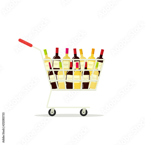 Shopping cart full of wine