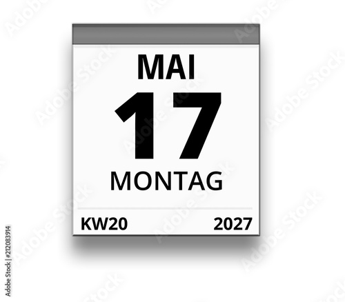 Kalender für Montag, 17. MAI 2027 (Woche 20)
