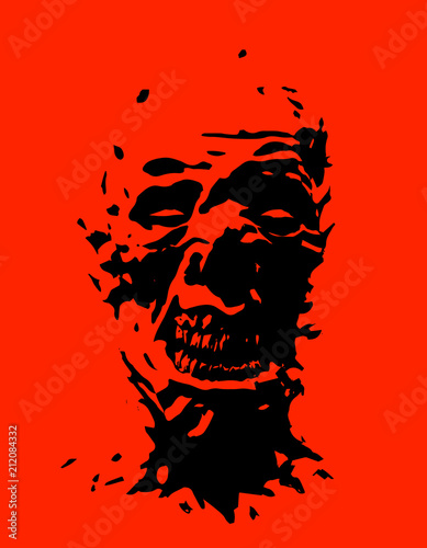 Angry zombie head. Vector illustration.