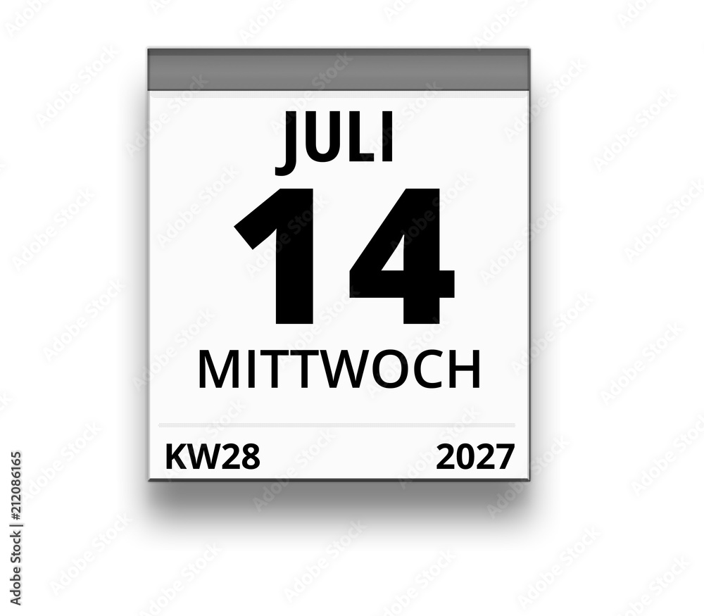 Kalender für Mittwoch, 14. JULI 2027 (Woche 28) Kalender für Mittwoch, 14. JULI 2027 (Woche 28)