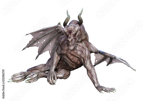 3D Rendering Fantasy Vampire Dragon on White