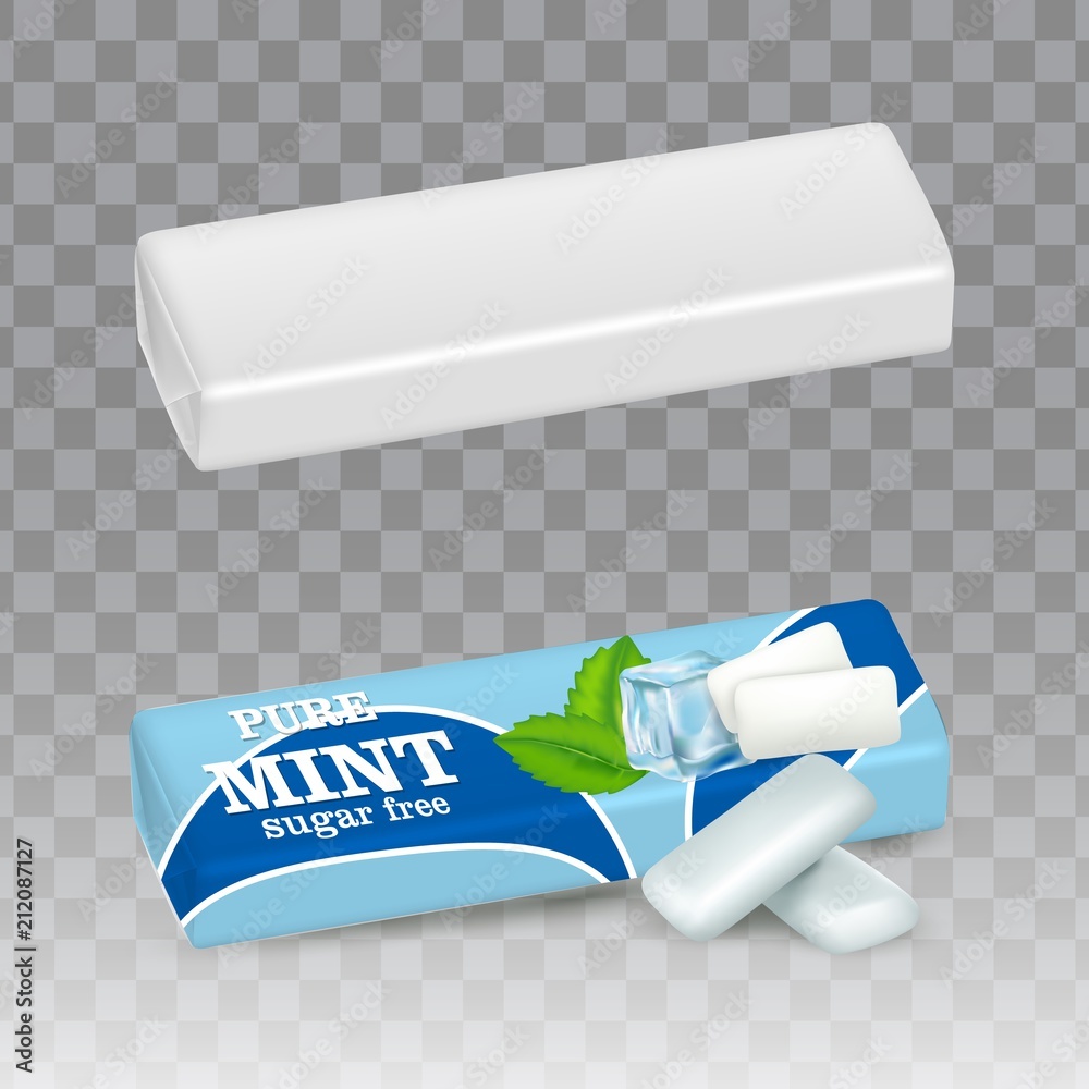 Fototapeta premium Mint chewing gum package vector realistic mockups
