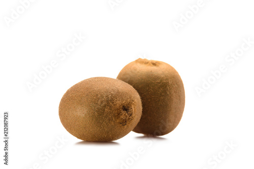 close up view of wholesome kiwi fruits isolated on white
