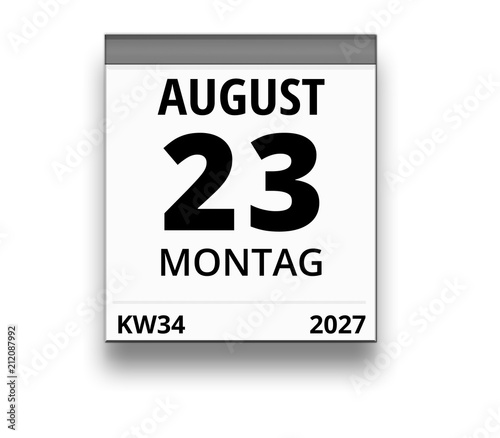 Kalender für Montag, 23. AUGUST 2027 (Woche 34)