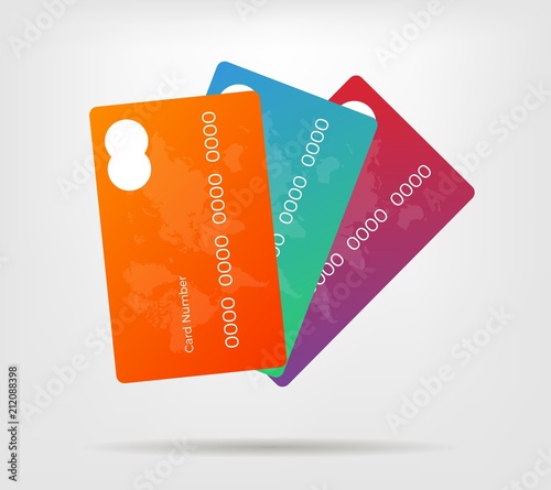 Vector illustration, gradient credit card with abstract design background. Can be use in mobile app and web site. Eps 10