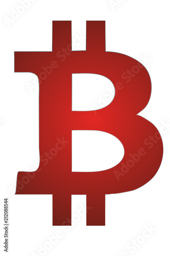 Bitcoin de color rojo sobre fondo blanco.