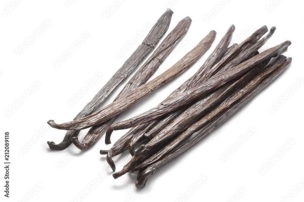 Vanilla pods isolated on white.