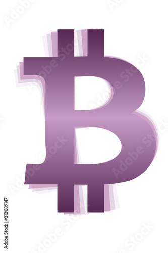 Bitcoin de color morado sobre fondo blanco.