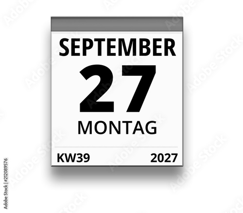 Kalender für Montag, 27. SEPTEMBER 2027 (Woche 39)