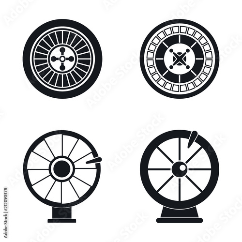 Roulette wheel fortune icons set. Simple illustration of 4 roulette wheel fortune vector icons for web