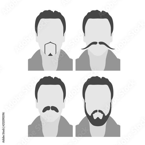 Men avatars with beard and moustache - face style