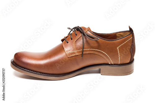 men's classic brown leather shoe isolated