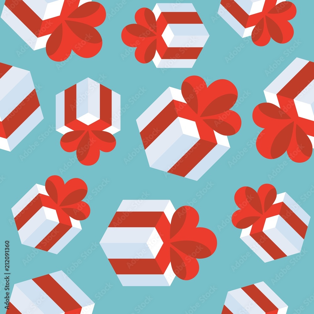 Present gift box seamless pattern suitable for use as wrapping paper gift,  card background or wallpaper Stock Vector