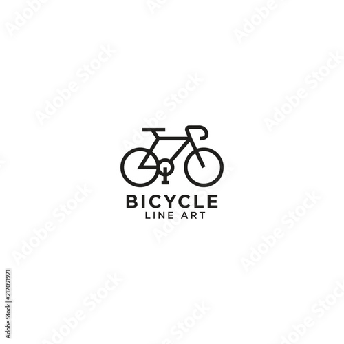 Bicycle line art logo design template