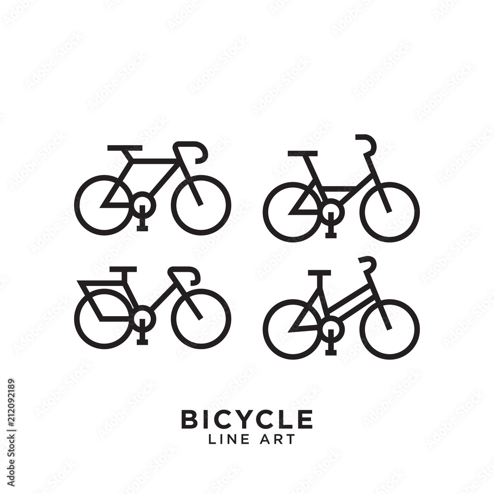 Bicycle line art logo design template