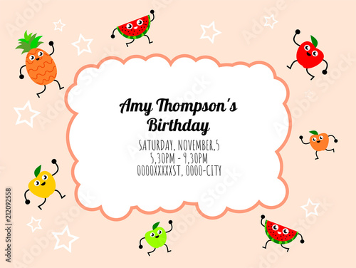 Cute card template of a birthday invitation