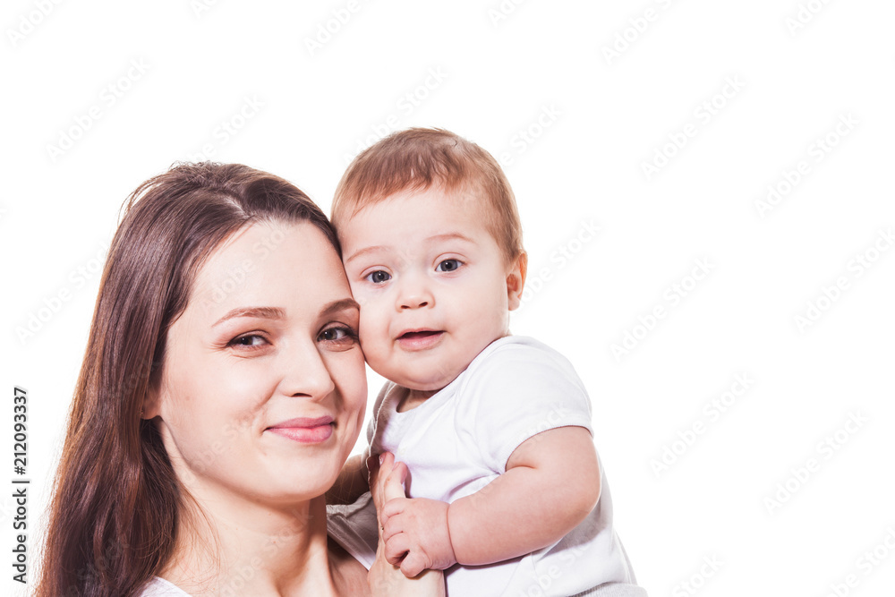 Adorable mother and child looking at the camera Adorable mother and child looking at the camera
