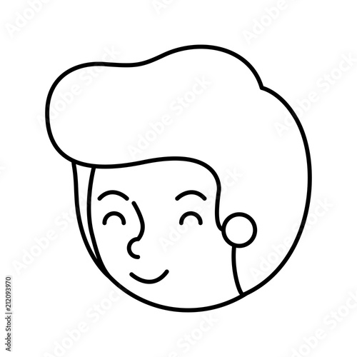 young man avatar head character vector illustration design