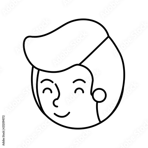 young man avatar head character vector illustration design