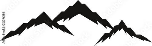 Mountain silhouettes overlook. Vector rocky hills terrain vector, mountains silhouette set isolated on white background for landscape design.