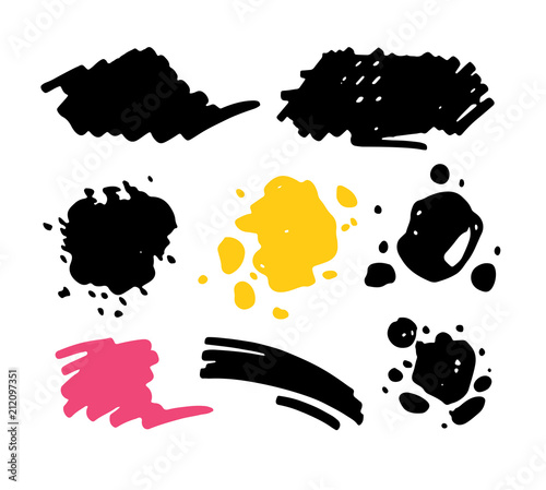 Set of hand drawn ink brush strokes, brushes, lines. Collection of grunge vector textured brush strokes. Vector abstract elements for your design