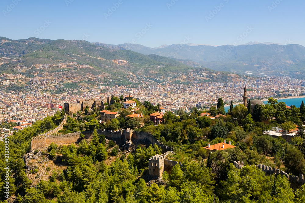 Ancient fortress and view of the city of Alanya.