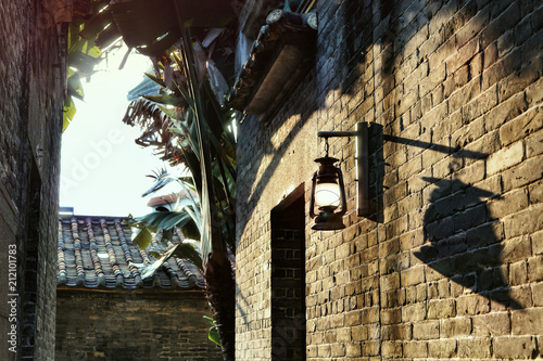 Around narrow streets  of ceramics Village, Ancient Nanfeng Kiln Cultural and Creative Zone, Shiwan Town, Foshan city, Guangdong, China. photo