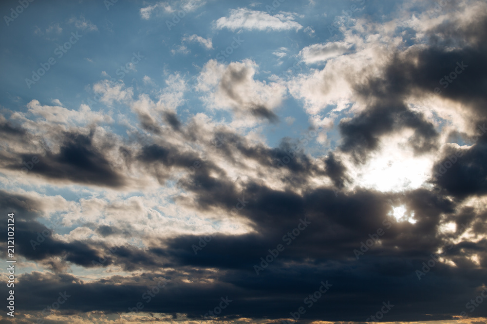 Fototapeta premium Dramatic cloudy sky on the sunset