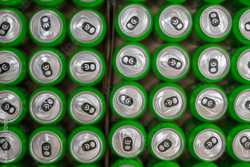 Beer cans background green