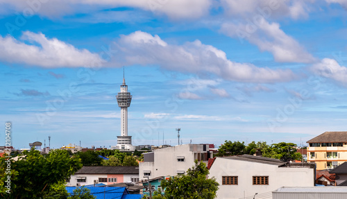 City Hall samutprakarn thailand, tower on a clear day.