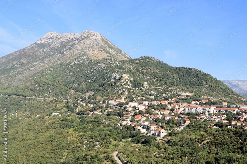 view on the Biokovo mountains near Baska Voda, Croatia