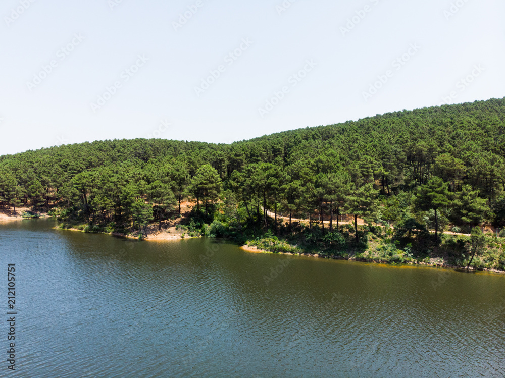 Aerial Drone View of Aydos Forest Lake in Istanbul