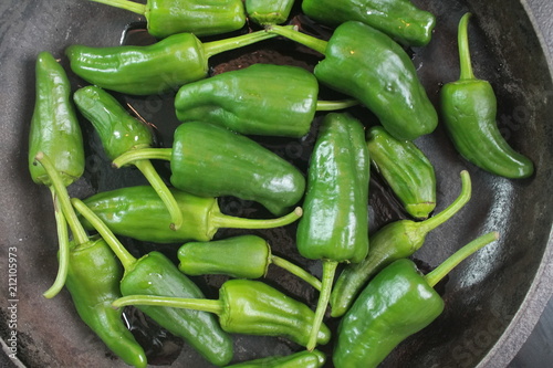 Preparing Padron peppers