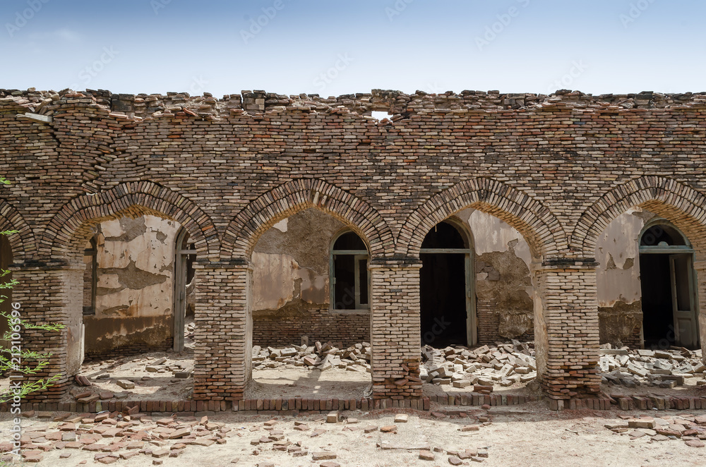 Arches of a veranda in Derawar Fort Bahawalpur Pakistan