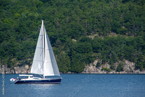 Sailboat sailing in Willsboro Bay NY