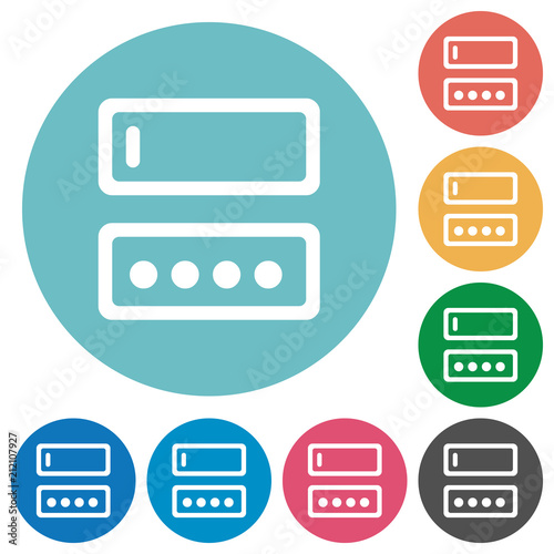 Entering login name and password flat round icons